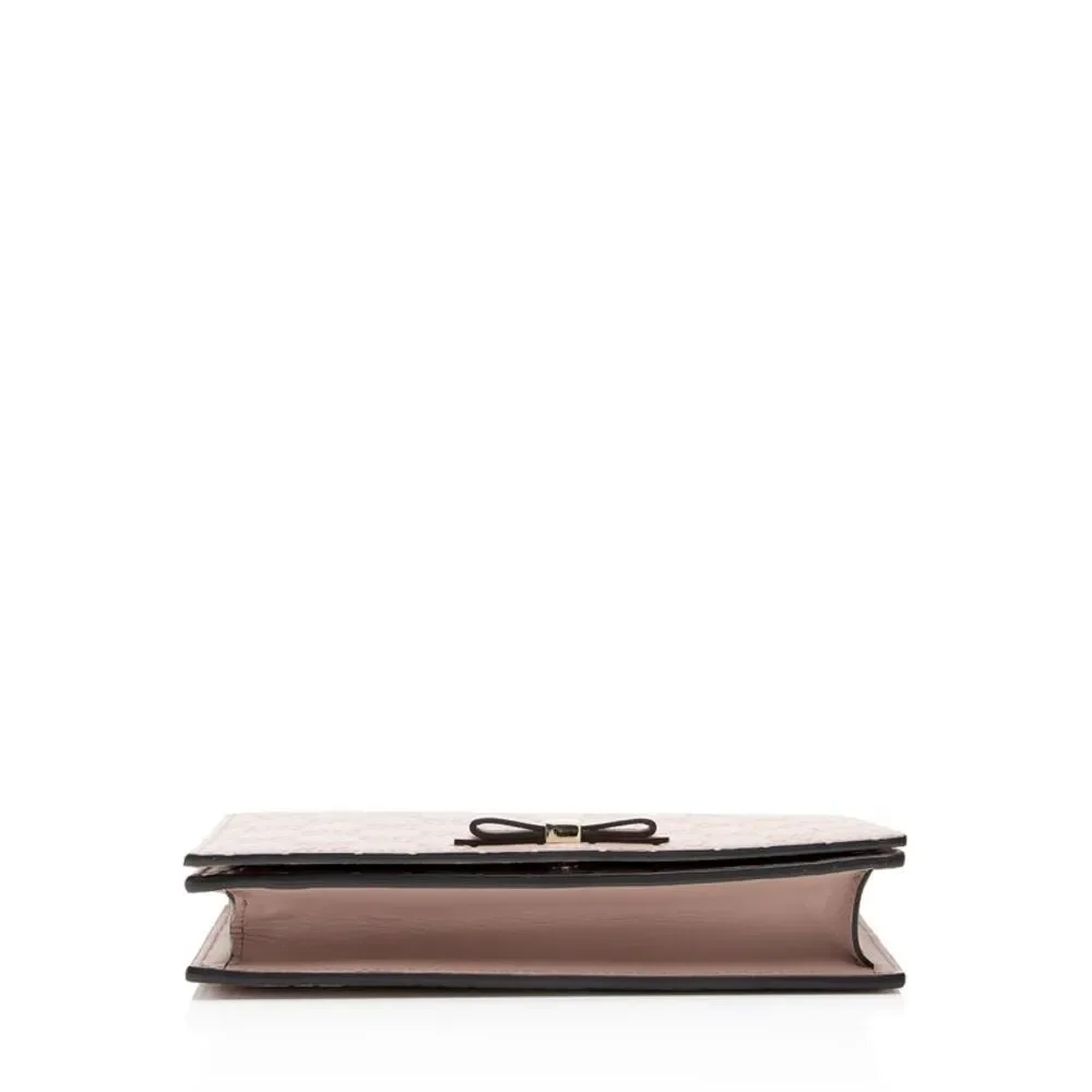 Gucci Guccissima Leather Signature Bow Mini Wallet on Chain